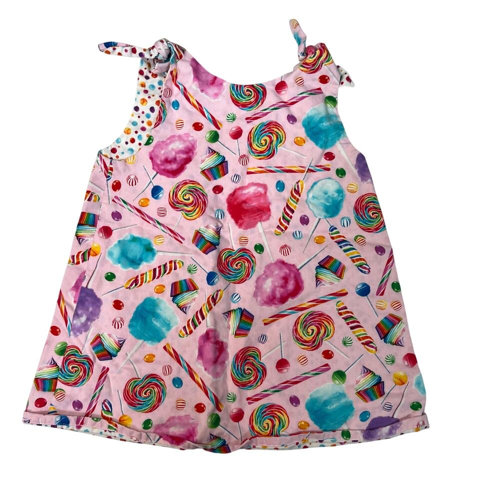Handmade Reversible Dress Candy Polka Dots *See Measurements in Photos*